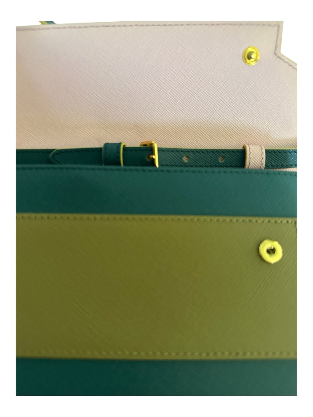 🌟 MARNI Colorblock Saffiano Leather Wallet-on-Chain (WOC) Shoulder Bag 🌟 - Picture 11 of 12